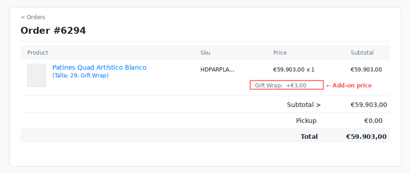 Pedido con Complemento