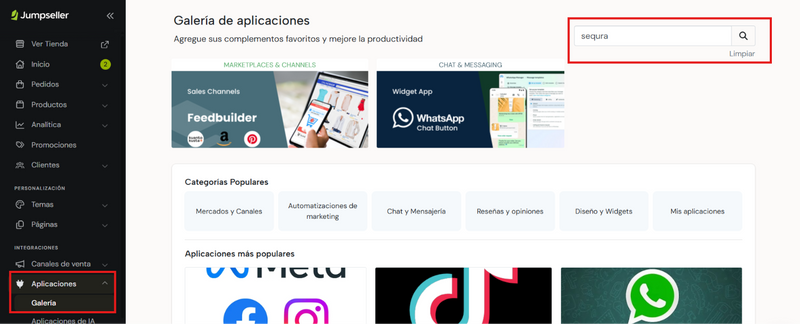 Instala la aplicación de seQura en tu tienda online