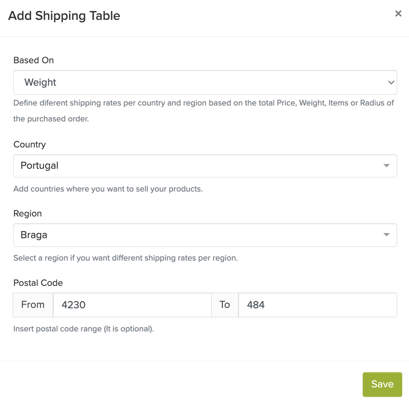 shipping table