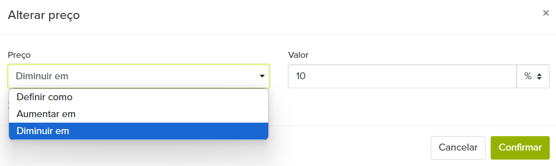 gravar preços