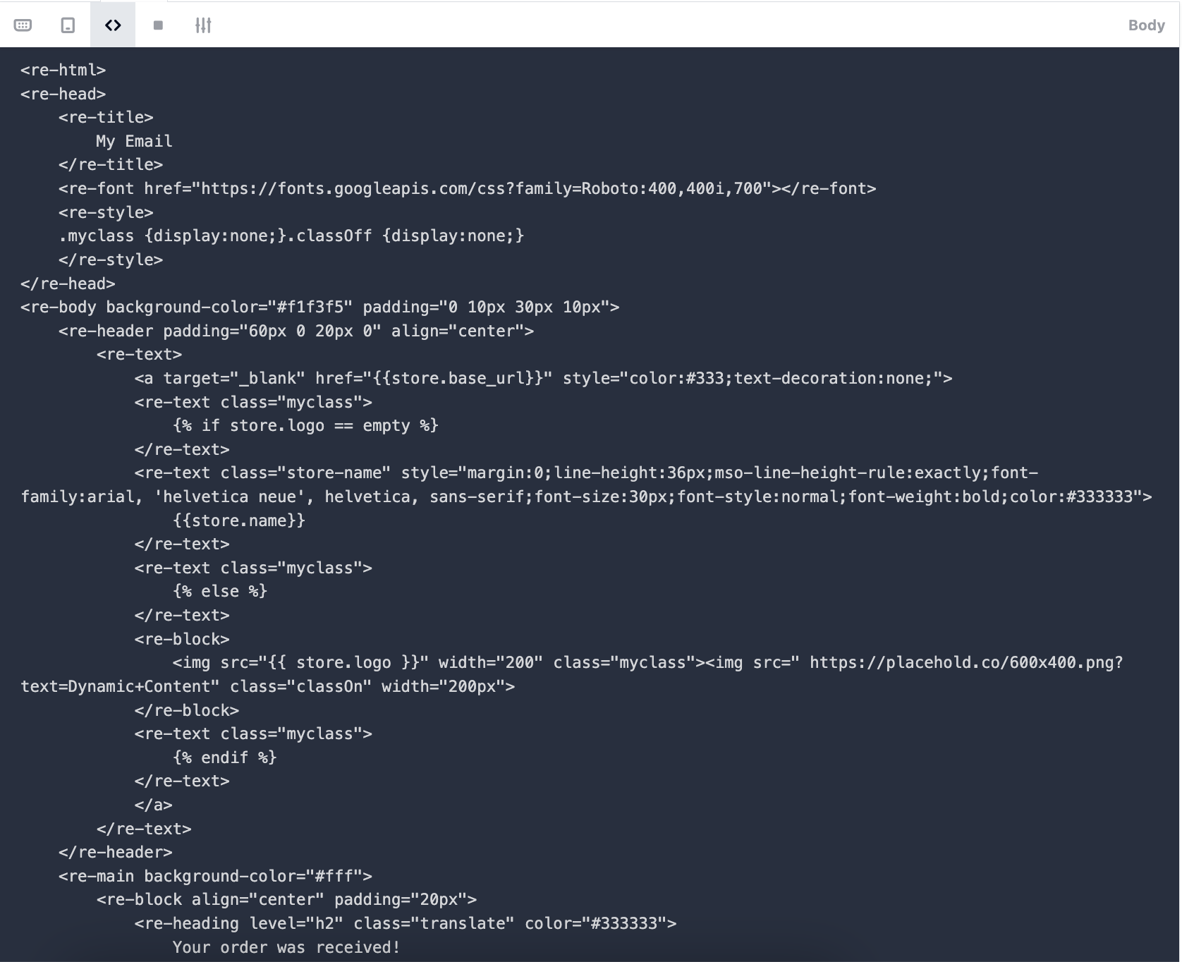 Email Editor - Edit Source