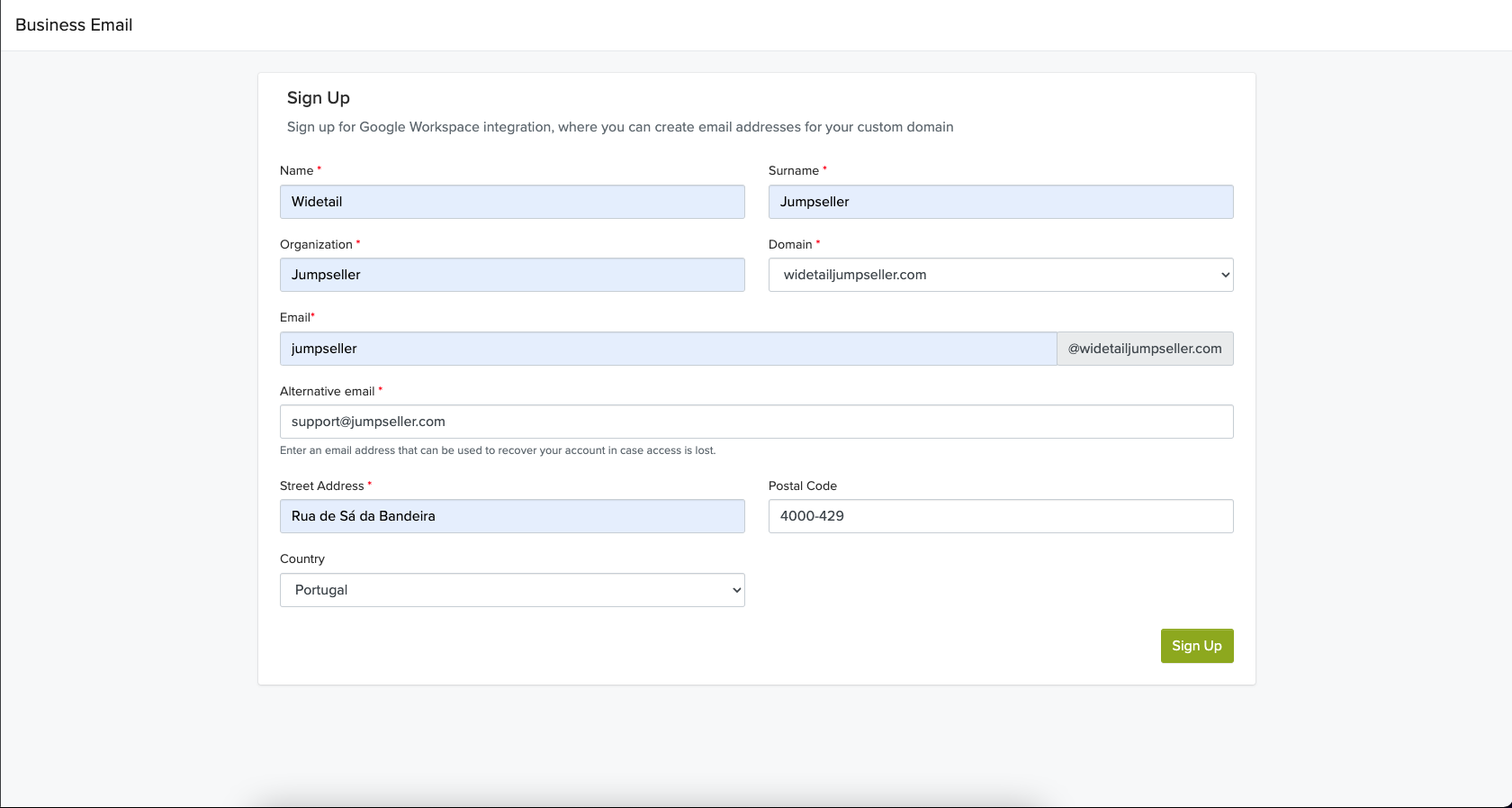 Account details