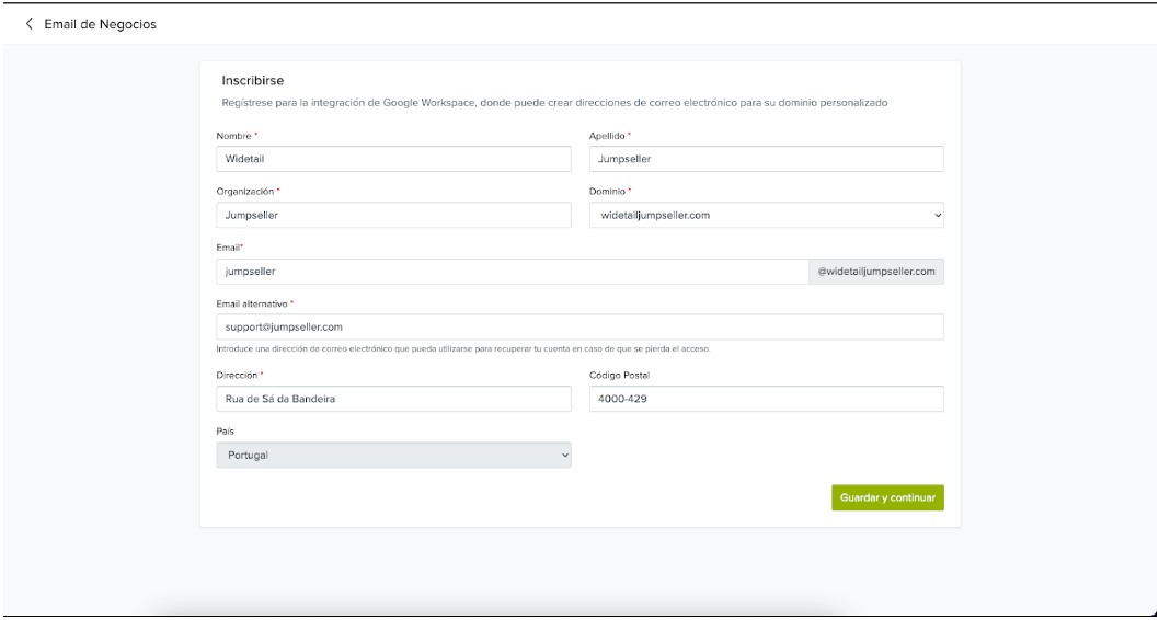 Account details
