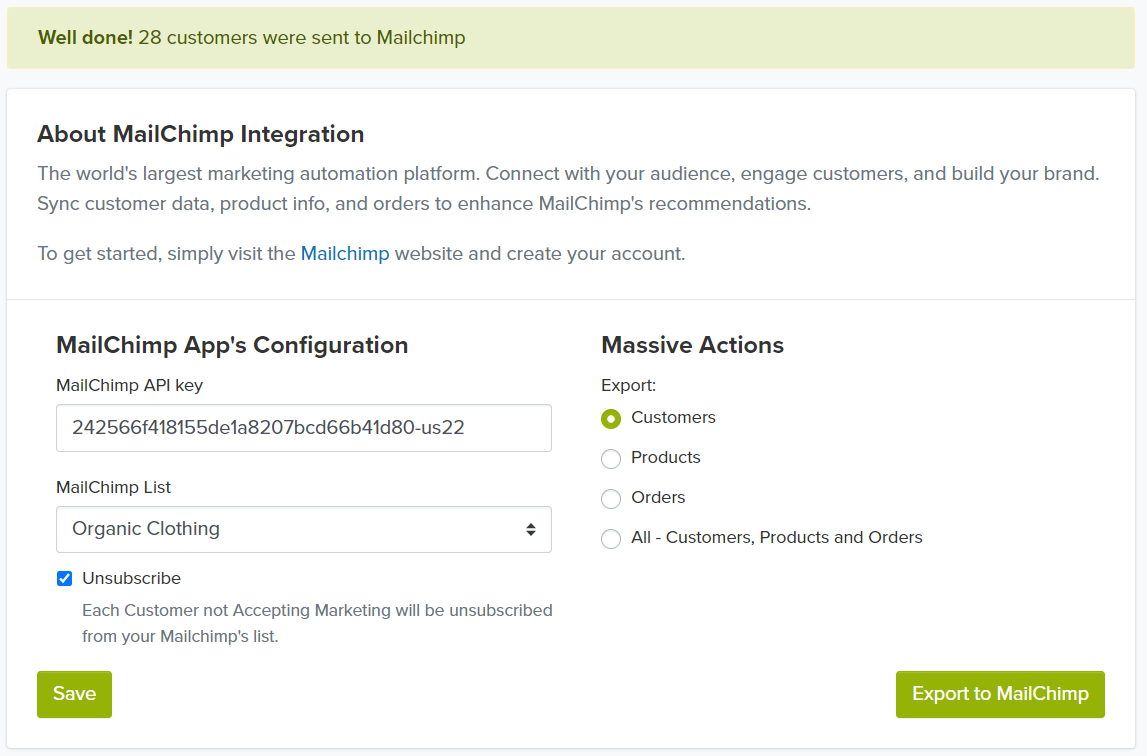 mailchimp app success