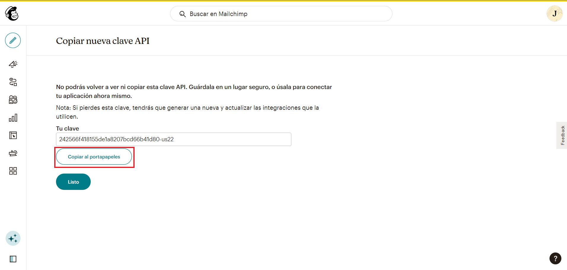 mailchimp api key